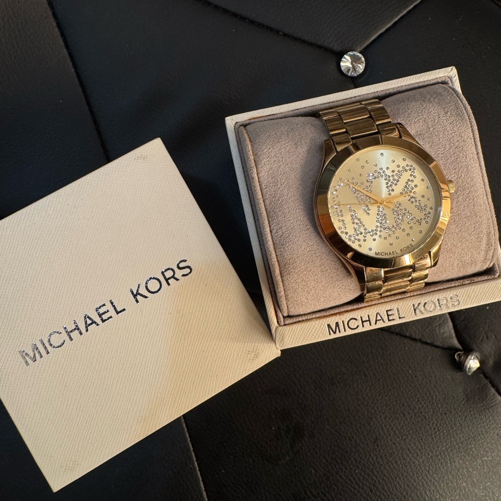 Michael Kors Gold-Tone Crystal Watch